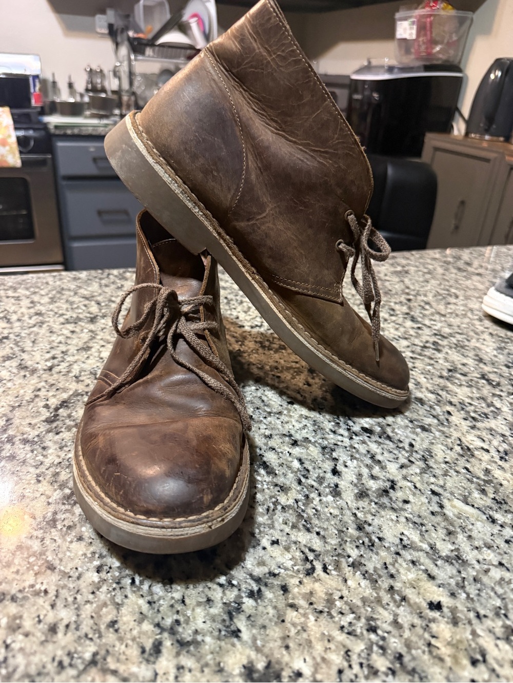 Clarks Brown Leather Chukka Boots - Lace-Up Casual